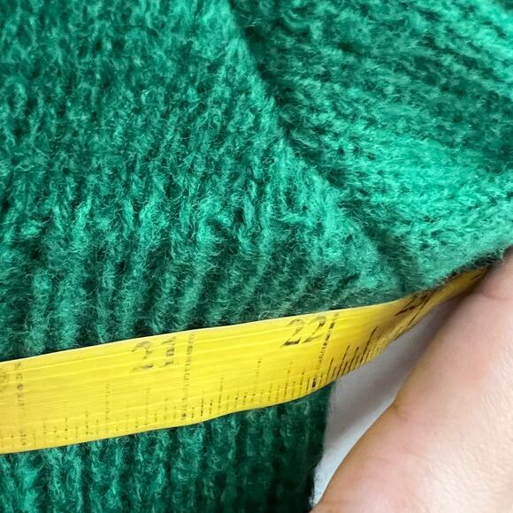 Green Cable Knit Sweater Chunky Cozy Preppy Vintage Academia Large - Picture 6 of 6